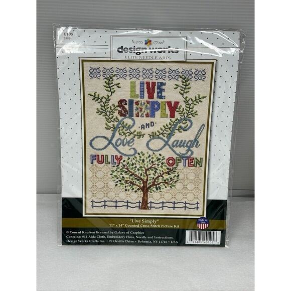 Counted Cross Stitch Kit Design Works Live Simply, Love, Laugh #DW2986 - Picture 2 of 4